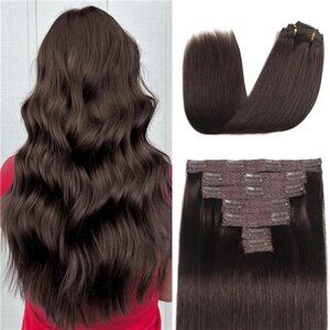Clip in Hair Extensions Real Human Hair, Dark Brown – 20 Inch 7pcs 70g/Pack,